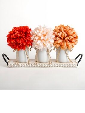 Kirkland's Faux Mum Arrangement on Beaded Tray